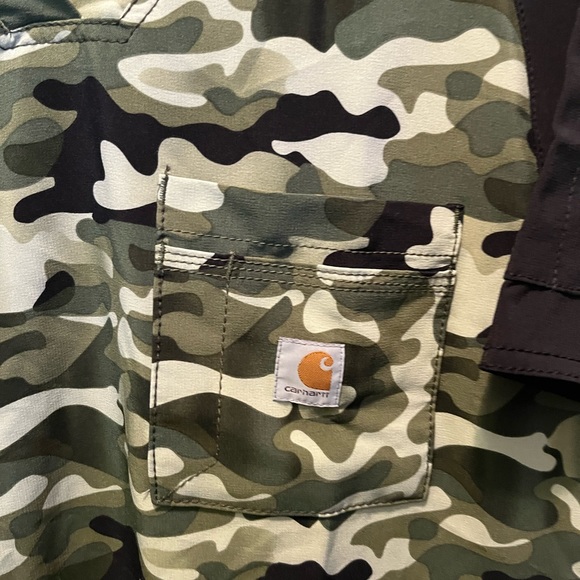 Carhartt Men's Micro Ripstop Print Block Scrub Top camo black small - Picture 3 of 6